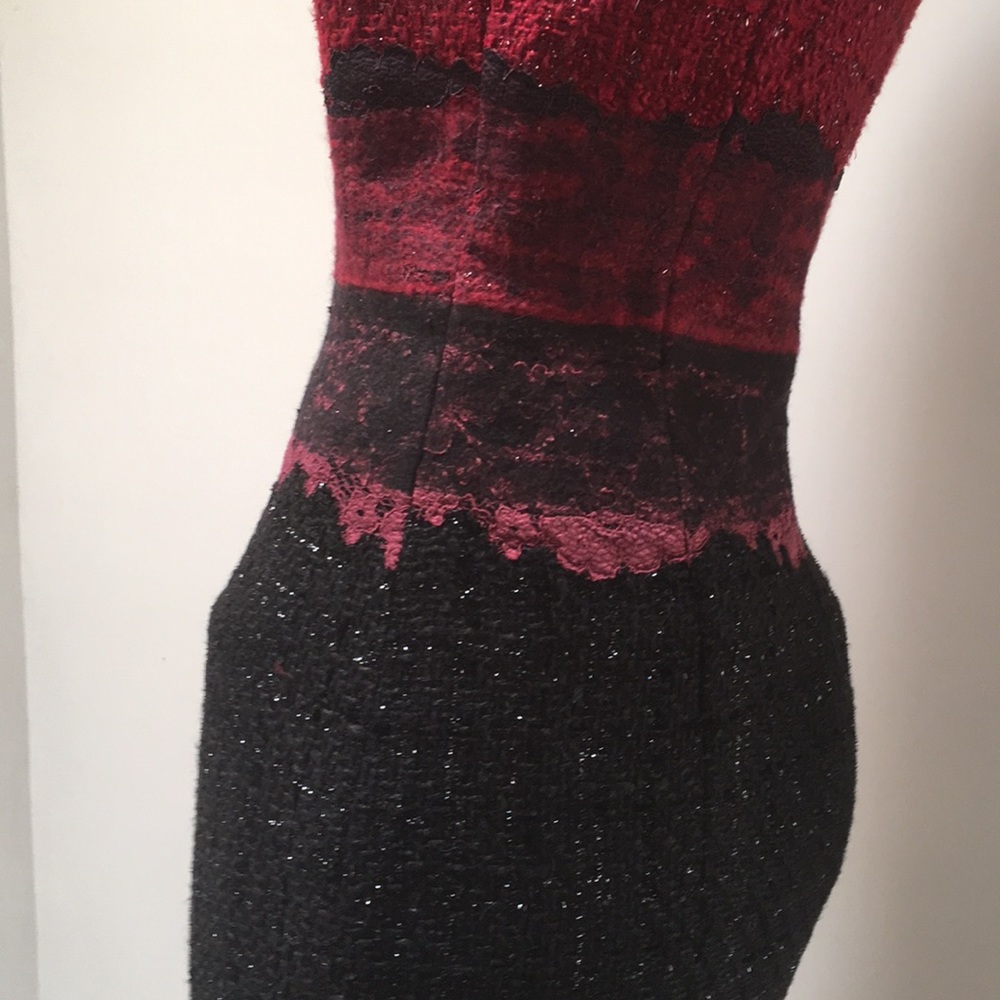 Host pick!🥰Like New❤️Talbot Runhof “Roxie” Tweed/Lace Dress 4 - Picture 3 of 8